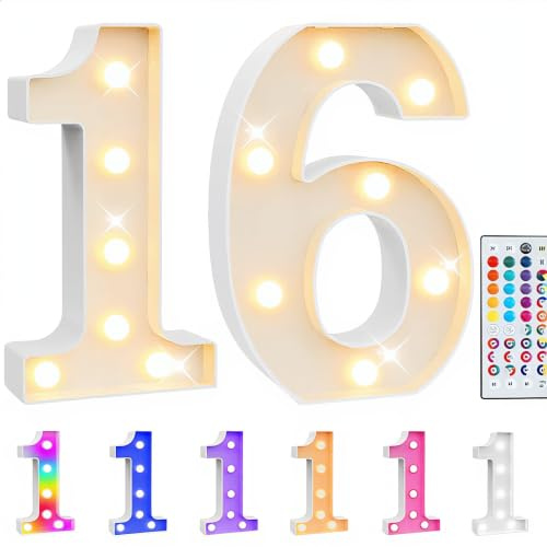 Ledido 35 Color Changing Light Up Number 10 for 16th Birthday Decoration | LED Light Up Marquee Letters for Birthday, LED Number Lights for Wedding Anniversary Grad Home Bedroom Party Decor