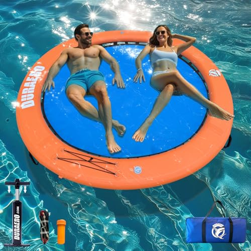 Hamaca Inflable de Agua – Gran Flotador Redondo para Lago y Piscina, Isla Familiar para 2-3 Personas, Ideal para Fiestas, Incluye Bomba y Accesorios