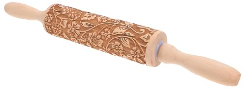 AMUSLESUR Mattarello in Legno di Faggio Goffrato 3d per Pasta e Biscotti, Mattarello Decorativo per Pan di Zucchero e Preparazioni Artistiche, Strumento da Forno Multifunzionale e Adulti