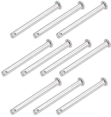 sourcing map 10 Stück Steckbolzen Gabelkopfstifte Gelenkstift Einloch Splintstift Flachekopf 6mm x 60mm aus Edelstahl 304