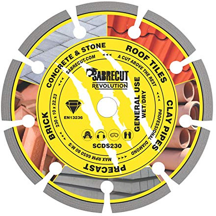 SabreCut 1pc SCDS230 230mm x 22.23mm Bore Segmented Diamond Cutting Disc | High-grade diamond construction provides fast, clean and durable dry cutting with no water cooling required