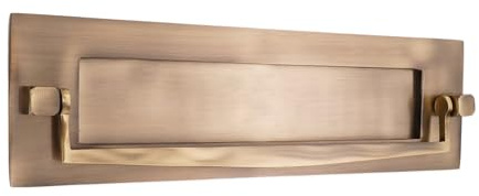 Traditioneller Briefschlitz aus massivem Messing, viktorianischer Stil, mit Türklopfer, 255 x 76 mm, Antik-Optik