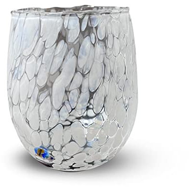 Gocce di Murano un verre Arc-en-ciel Pluie en verre de Murano soufflé 300 ml à la main coloré paquet 1 gobelet pour l'eau élégante et précieuse (Blanc, 1)