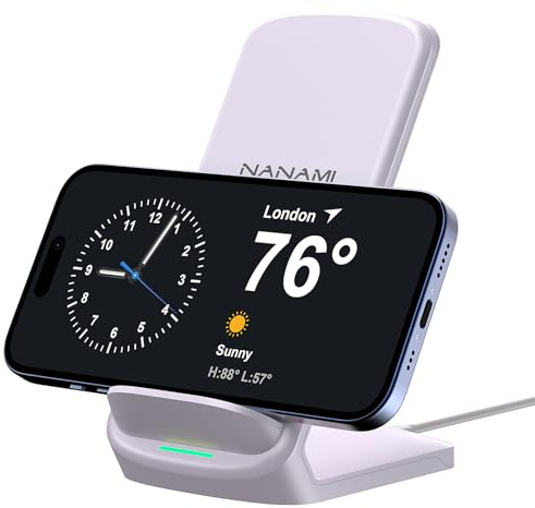 NANAMI Wireless Charger for Samsung and iPhone - 10W Fast Induction Charger Stand for Galaxy S25/S26/S24/S23/S22/S21, Wireless Charging Stand Phone Charging Dock for iPhone 17/17 Air/16/15/14/13/12