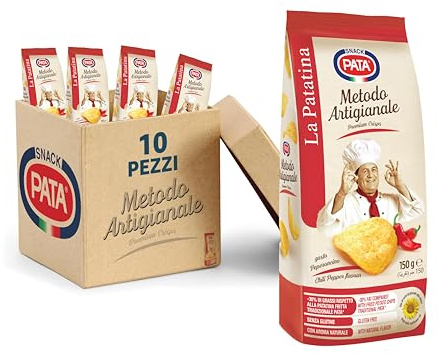 PATA | Patatine Gusto Peperoncino Metodo Artigianale, Senza Glutine, Con Olio di Semi di Girasole Alto Oleico, con Aromi Naturali, 10x150g