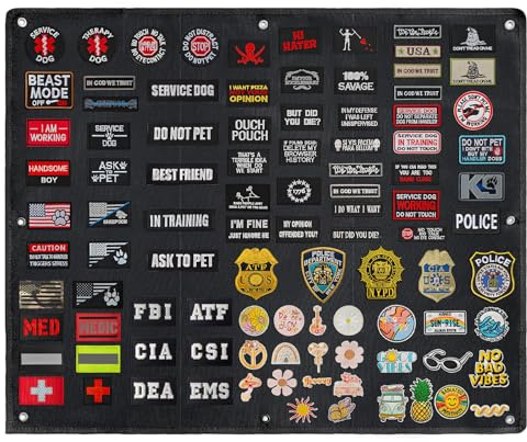 J.CARP Patch Board, Patch Wall Tactical Patch Display, krok och ögla militär lapphållare (svart 27,5 tum x 83,8 cm levereras med 2 st flagglappar)