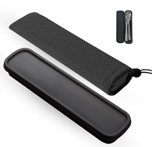 Dimedsion Besteckhalter für die Arbeit, Besteckkasten für die Arbeit, inklusive Besteckkasten und Tasche mit Reißverschluss, Schwarz, Besteckhalter (2 Stück)