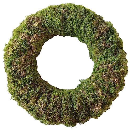 Cabilock Moosring Künstlicher Grüner Kranz Weihnachtsmooskranz Mooskranz Rahmen Retro-Kranz Weihnachtstürkranz Mooskranzreifen Selber Machen Retro-türkranz Weinrebe Kranz Green Rattan