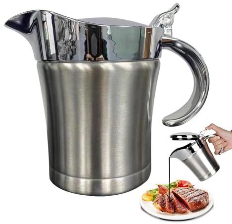 Saucière double isolation en acier inoxydable - Bol à sauce avec couvercle - Pichet chauffant pour les repas de famille - Pot à sauce portable à double couche - Accessoire de table à manger pour la