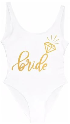 MENGTEQI Costume Piscina Donna, Costume Intero Donna, Costume da Bagno da Sposa, Costume da Bagno in plastica a Vita Alta per rimboccare la Pancia. (White,S)