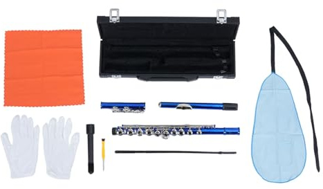 C Flöte Cupronickel Helle Sound Anfänger Geschlossene Loch 16 Löcher Flöte mit Reinigungskit Tragbare Taschenhandschuhe Tuning -Rute für Musikstudenten