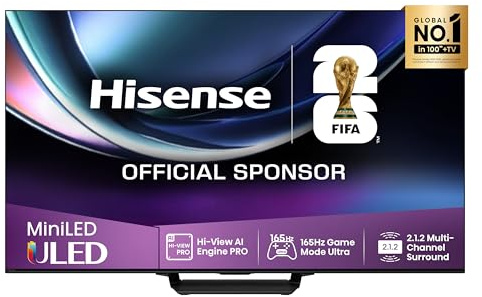 Hisense 85U7Q Pro - Mini LED Pro Smart TV 85 Pulgadas, Procesador Hi-View IA Pro, Modo Juego Ultra de 165Hz, Full Array Local Dimming, Sonido 2.1.2, Dolby Vision IQ, Dolby Atmos, Antireflejos
