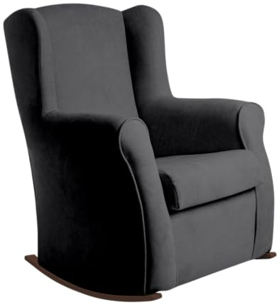 KsitaDecor Sillon Lactancia Mecedora Tapizado Antimanchas – Butaca Comoda para Dormitorio o Salon – Diseño Moderno en Beige o Gris – 100x67x61 cm – Ideal Lactancia y Descanso (Gris)