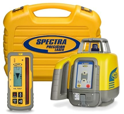 Spectra Precision LL1505C Rotary Laser Kit ±1.5 mm @ 30 m with HL760 Receiver, C70 Clamp, 10 Ah NiMH, Remote, Premium - Small Case — IP66 Rugged