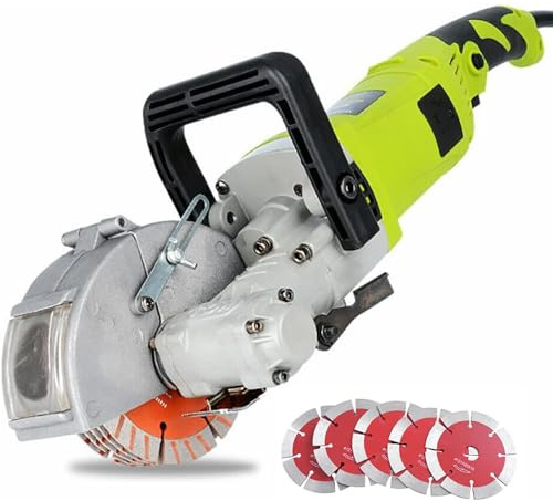 Electric Wall Chaser 4000W, 6000RPM Groove Cutting Machine for Brick and Concrete with 5 Blades and Water Pump, 3.5cm Grooving Depth/Width