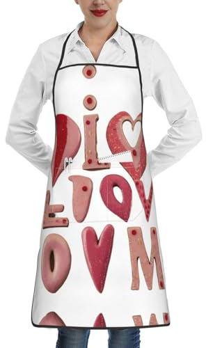 WXCJWD Delantal de trabajo impermeable con letras de amor para hombres y mujeres, para cocinar, asar, jardinería, carpintería, ajustable
