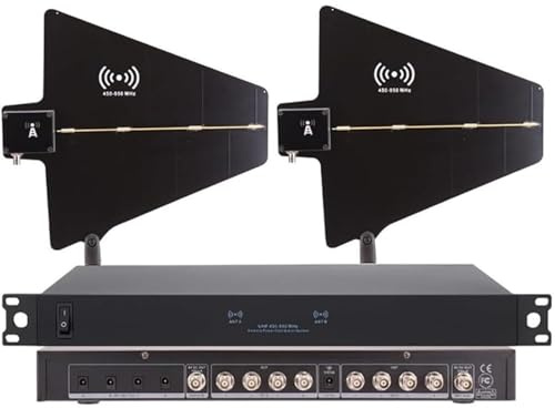 Trådlös Mikrofon Signalförstärkare，UHF-Antenn System，8 In/Utgångar，1000m Förstärkning，450-950MHz，2 Aktiva Antenner，Scen Bröllop