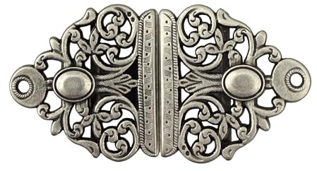 Hartmann-Knöpfe rockige altsilber Trachtenschliesse für Dirndl Tracht 7 cm x 4 cm, Steg 30 mm (1 Stück)