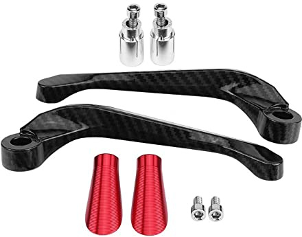 Aramox Motorrad Bremshebel Kupplungsschutz Kupplung Kompatibel, Carbon Lenker Schützen Schutz Aluminiumlegierung Faser Motorrad Bremse Kupplungshebel Lenker Schützen Schutz (1 Para)(Red)