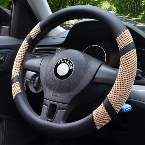 Pahajim Auto Lenkradbezug Lenkrad Bezug Microfiber Leder Anti Rutsch Lenkradabdeckung Breathable Autozubehör Innenraum Universal 38 (Beige)