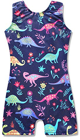 HOZIY Dinosaur Leotard 4t 5t for Girls Gymnastics Navy Blue Unitard Dance Apparel Clothing