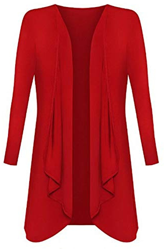 Candid Styles Womens Ladies Plus Size Long Sleeve Waterfall Cardigan Top Duster Coat Jacket, XXXL 24-26 Plus Size, Red