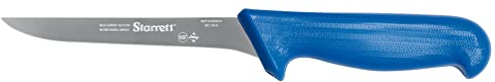 Starrett Professional Stainless Steel Chefs Kitchen Boning Knives - Narrow Straight Profile - 6-inch (150mm) - Blue Handle