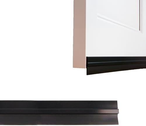 Amig - Türdichtung | Türbodendichtung | Aufklebbar | Verhindert kalte Zugluft von außen | Halbstarre PVC-Bürste | Maße: 1 m | Farbe: Schwarz | Material: Aluminium