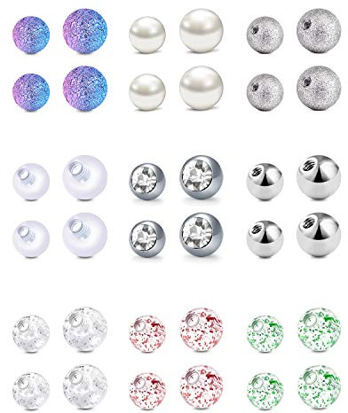AceFun 1.6mm Boules de Remplacement 30pcs 14G 5mm 8mm en Acier Inoxydable et arcylique pour Anneau de Nombril Barbell sourcil Anneaux de Fer à Cheval Piercing