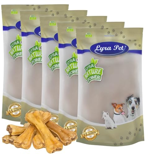 Lyra Pet® 50 STK. Kauknochen aus Rinderhaut gefüllt mit Pansen ca. 15 cm | Proteinreicher Hundeknochen - Ideal zur Zahnpflege- Langer Kaugenuss - Nährstoffreich & naturbelassen - Fettarmer Kauartikel