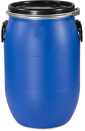 Barile a collo largo da 60 litri, botte con coperchio con anello di serraggio, ermeticamente chiudibile blu, verde, nero (blu)