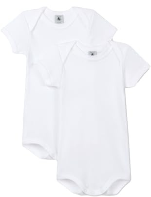 Petit Bateau A01T4, Body a Rayas de Manga Corta Unisex bebé (Pack de 2), Variante 1, 0-3 meses