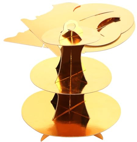 ZOENHOU 6 Packs Gold Cardboard Cupcake Stands, Round 3 Tier Cupcake Holder Stand Dessert Tower, Cupcake Display Tower Cupcake Serving Stand for Afternoon Tea, Birthdays, Party