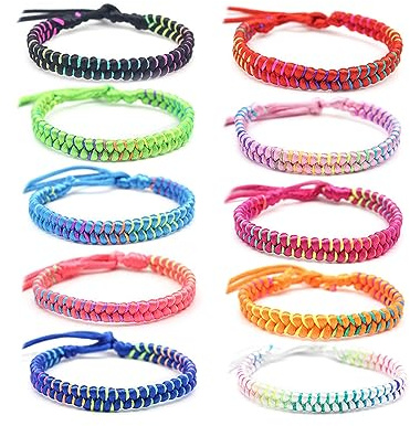 Pummny Freundschaft Armband Kinder, 10 Stück Regenbogen Verstellbar Armband | Handgefertigt Freundschaftsarmbander, Gewebte Armbänder Regenbogen für Frauen, Männer Handgelenk Fußkettchen