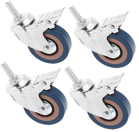 NIYANGLE 4 Piezas 3 rueda rodante cortina de puerta de estilo japonés ruedas de vástago rueditas para muebles de pvc industrial hilo de desplazamiento universal