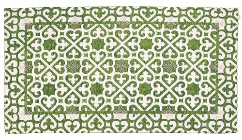Floori Tappeto Arredo Arabic Stile Orientale Salotto Camera Passatoia Cucina Con Antiscivolo Made in Italy (Verde Giungla, 140x200 cm)