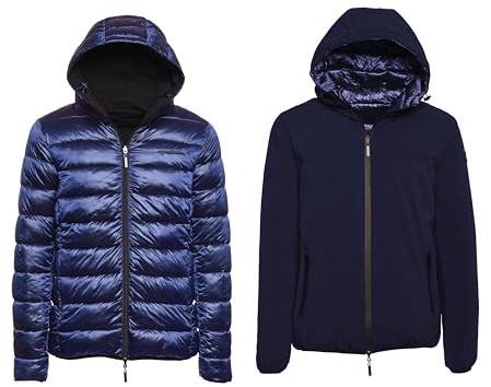 Goodyear Giacca Uomo Invernale Elegante Giubbotto Con Cappuccio E Zip Piumino Caldo Bomber Reversibile Dark Blue (IT, Testo, M, Regular, Regular, Dark Blue)