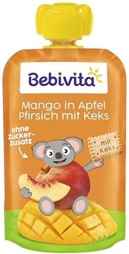 Bebivita Mango in Apfel Pfirsich mit Keks, 120 g 6er Pack (6x120g)