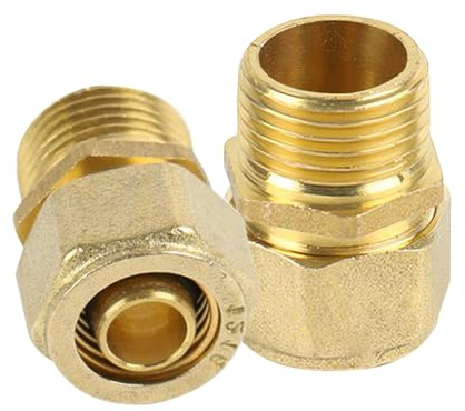 2 Piezas Conexión de latón para tuberías,adaptador de tubo multicapa con rosca macho,16 mm x 1/2 rosca exterior,para cubo de aluminio y tubo compuesto multicapa,y sistemas de agua