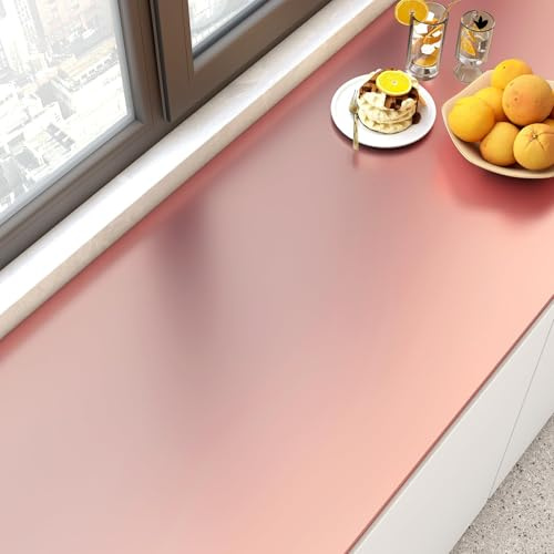 YENHOME Papier Peint Autocollant Mural Rose Or Chambre 60x300cm Rose Or Vinyle Papier Adhesif Aluminium Film Autocollant Meuble Cuisine Décoratif Impermeable Adhesif Métallique Plan de Travail