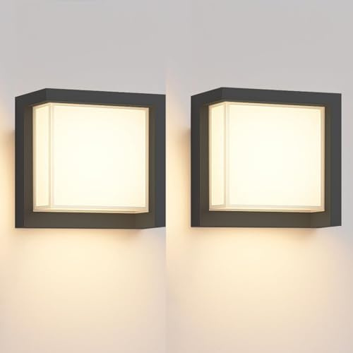 [2 UDS] Aplique Led Exterior Pared 15W Impermeable IP65 2700K 3200K 4000K Luz Ajustable Muro Interior Foco Lámparas Terraza Diseño Cuadrado Negro Apliques Candeeiro El Palique Jardín Dormitorio