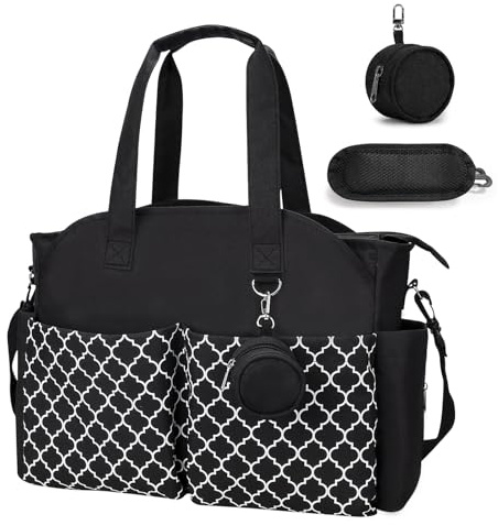 comeder Wickeltasche für Baby, Große Babytasche mit Schultergurt & Schnullertasche, 15 Taschen, Wasserdicht, Tragbar, Multifunktionale Reisetasche für Windeln & Babyzubehör (Schwarz)