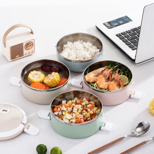 Filteilect Lonchera apilable de acero inoxidable multicapa con diseño aislado para oficina, al aire libre, escuela y viajes, contenedor de alimentos de 4 capas (4 capas)