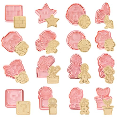 guobinZH 16 Piezas Moldes para Galletas 3D Cortadores de Galletas Animale Cortador Galletas Plástico para Niños Rosado Fondant Cookie Cutter Set para Decorar Galletas Reposteria