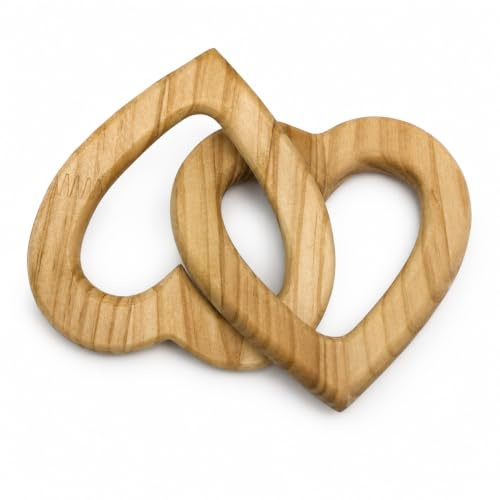 Geschenkartikel holz-Herzen für Brautpaar, zum Valentinstag, Jubiläum, Hochzeitstag, Geburtstag - verbundene Holz-Herzen - Hochzeitsgeschenk