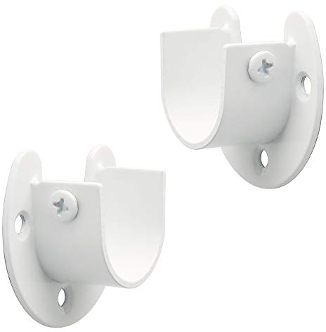 SAYAYO Bastone per Tende da Soffitto Acciaio Inox Supporto Bianco, Staffa di Montaggio per Asta da Armadi a Forma di U Appendiabiti Guardaroba per Appendere, 28mm 2 Pezzi