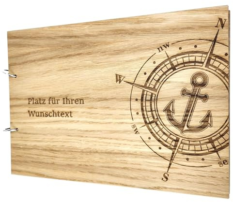 laser-diele Gästebuch Hochzeit – Hochzeitsgästebuch mit Namen Personalisiert – Hochzeitsgeschenke – Gästebuch Geburtstag und Taufe – Eiche Edelfurniert – A4 (Kompass)