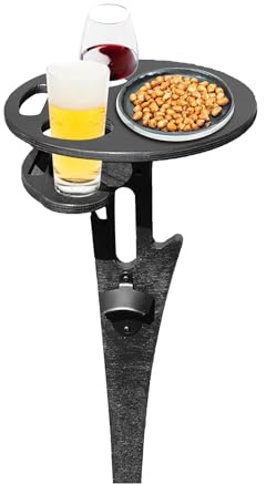Weintisch im Freien,Tragbarer Picknicktisch im Freien,Outdoor-Weintisch Mit Flaschenhalter Getränkehalter,Picknicktisch Aus Holz,Mini-Klapptisch,Weintisch für Garten,Outdoor,Camping,Picknick, Strand