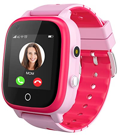 4G-smartklocka för flickor pojkar, smart klocka för barn, IP67 vattentät wifi smartwatch telefon med GPS-spårare, videosamtal, telefonsamtal, SOS för barn 3–14 år, födelsedagspresenter (rosa)