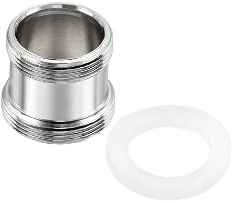 PATIKIL M24*1.0 Mâle à M22*1.0 Mâle Filetage Robinet Adaptateur, 2 Paquet Chromé Plaqué Aérateur Connecteur Raccord pour Jardin Tuyau Eau Filtre, Argent